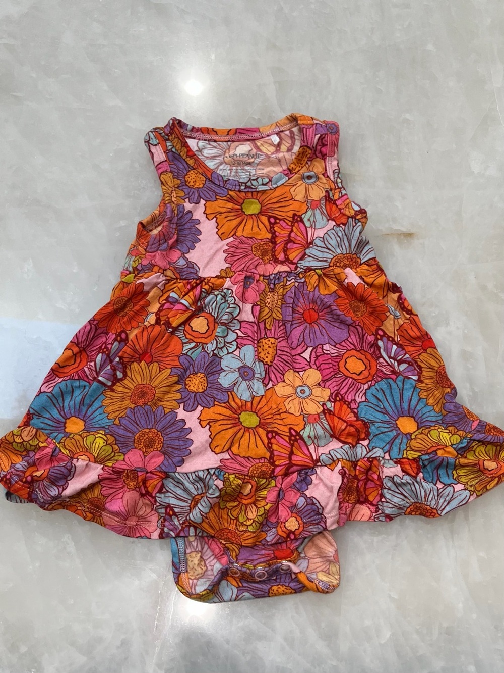 Posh Peanut Pink, Orange & Blue Floral Sleeveless Dress